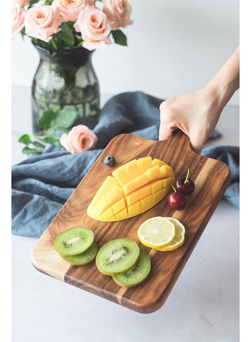 Wood Cutting Board - Wooden Kitchen Cutting Board for Meat, Cheese, Bread, Vegetables &Fruits-Charcuterie Board Cheese Serving Board with Handle,14”x7” - Image 5